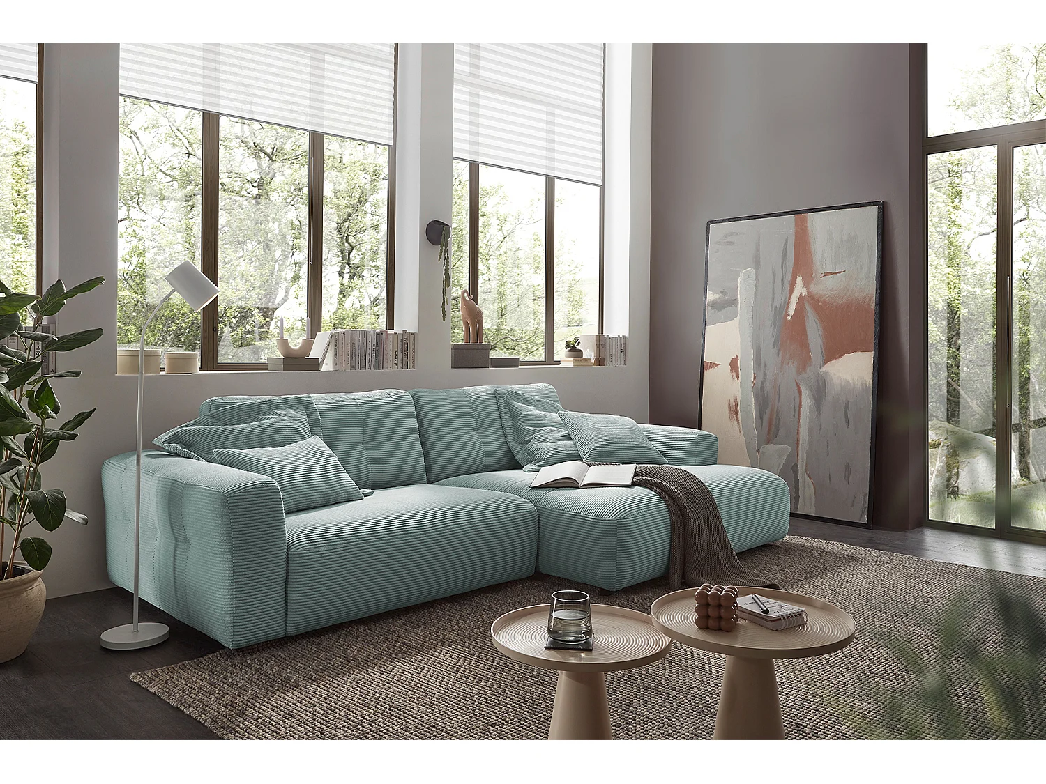 Ecksofa - Hellblau Cord - MIKA