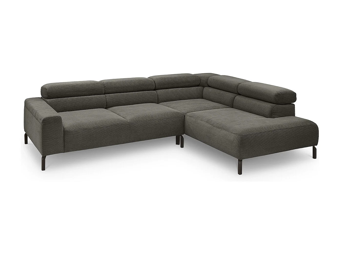 Canapé - anthracite Velours côtelé - DELIA