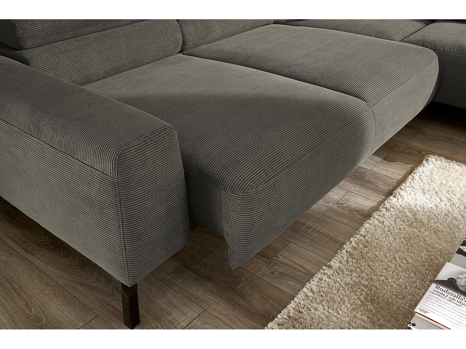 Canapé - anthracite Velours côtelé - DELIA