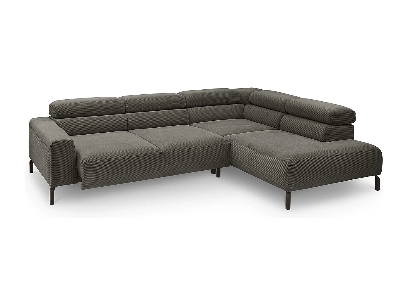 Canapé - anthracite Velours côtelé - DELIA