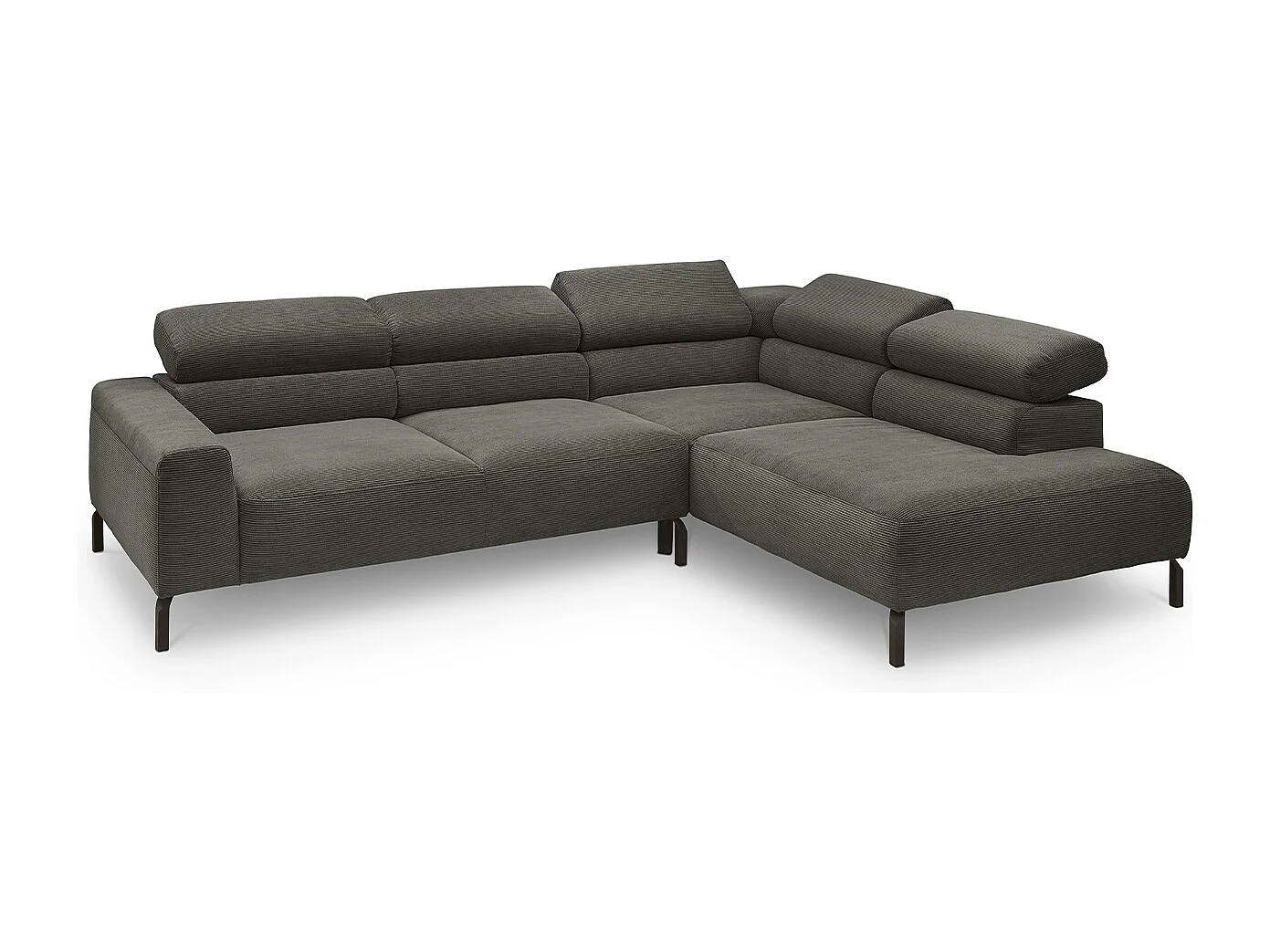 Canapé - anthracite Velours côtelé - DELIA