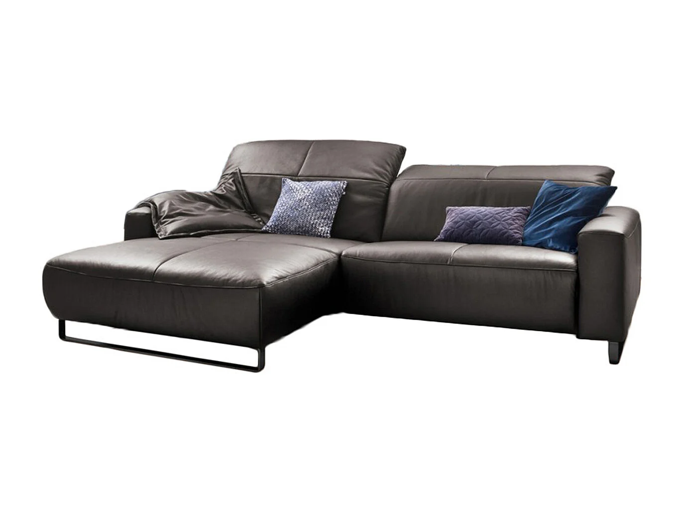 Canapé d'angle - anthracite cuir - YORK