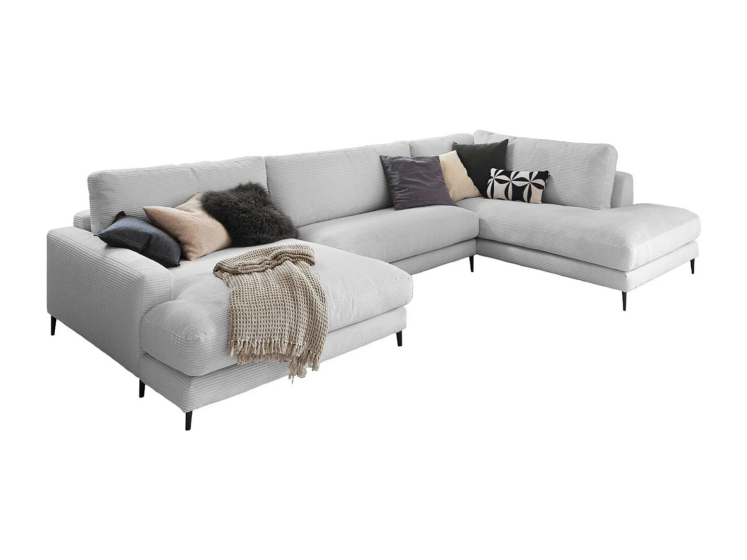 Wohnlandschaft - Hellgrau Cord - CARA