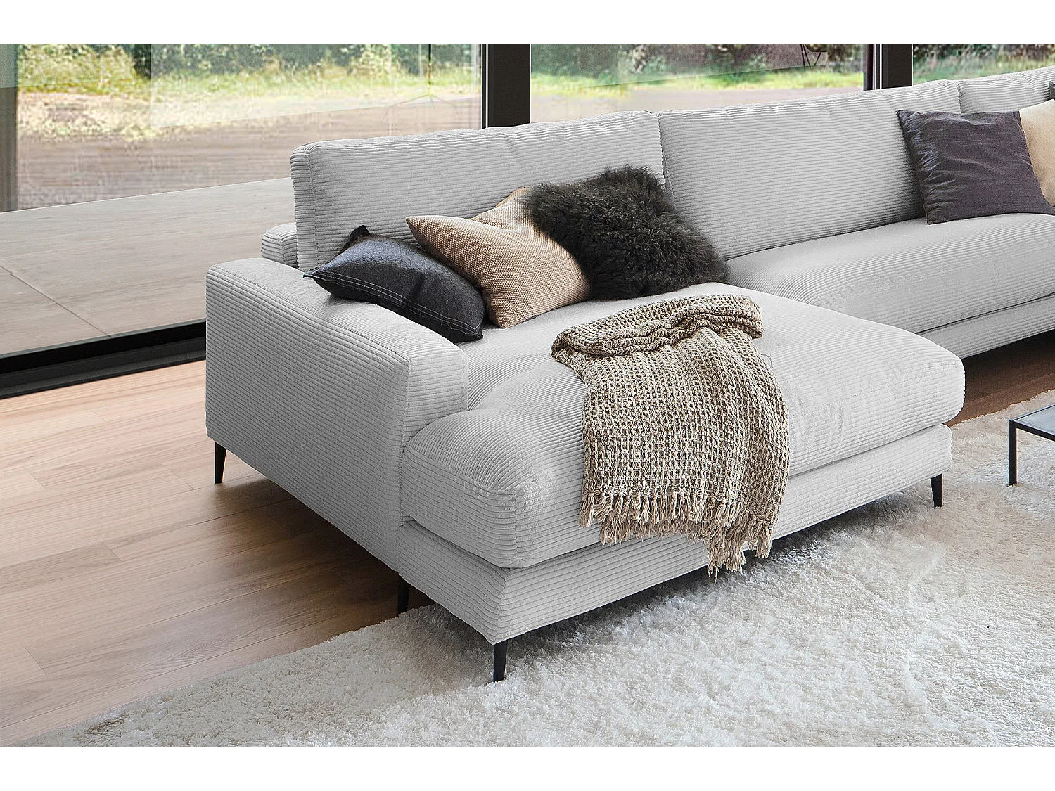 Wohnlandschaft - Hellgrau Cord - CARA