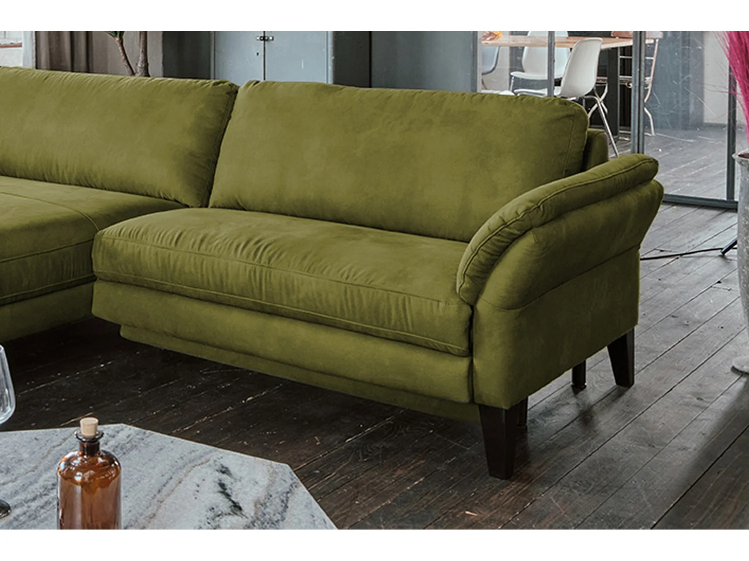 Ecksofa - Grün Webstoff - MALTA