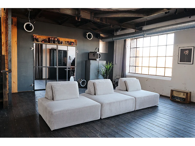 Modulsofa - Hellgrau Cord - WIOLO SOFT