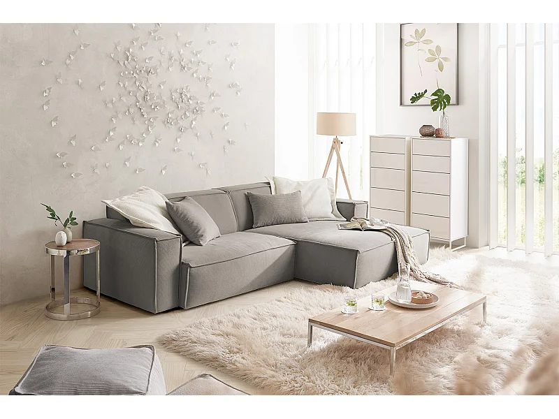 Ecksofa - Grau Cord - SAMU