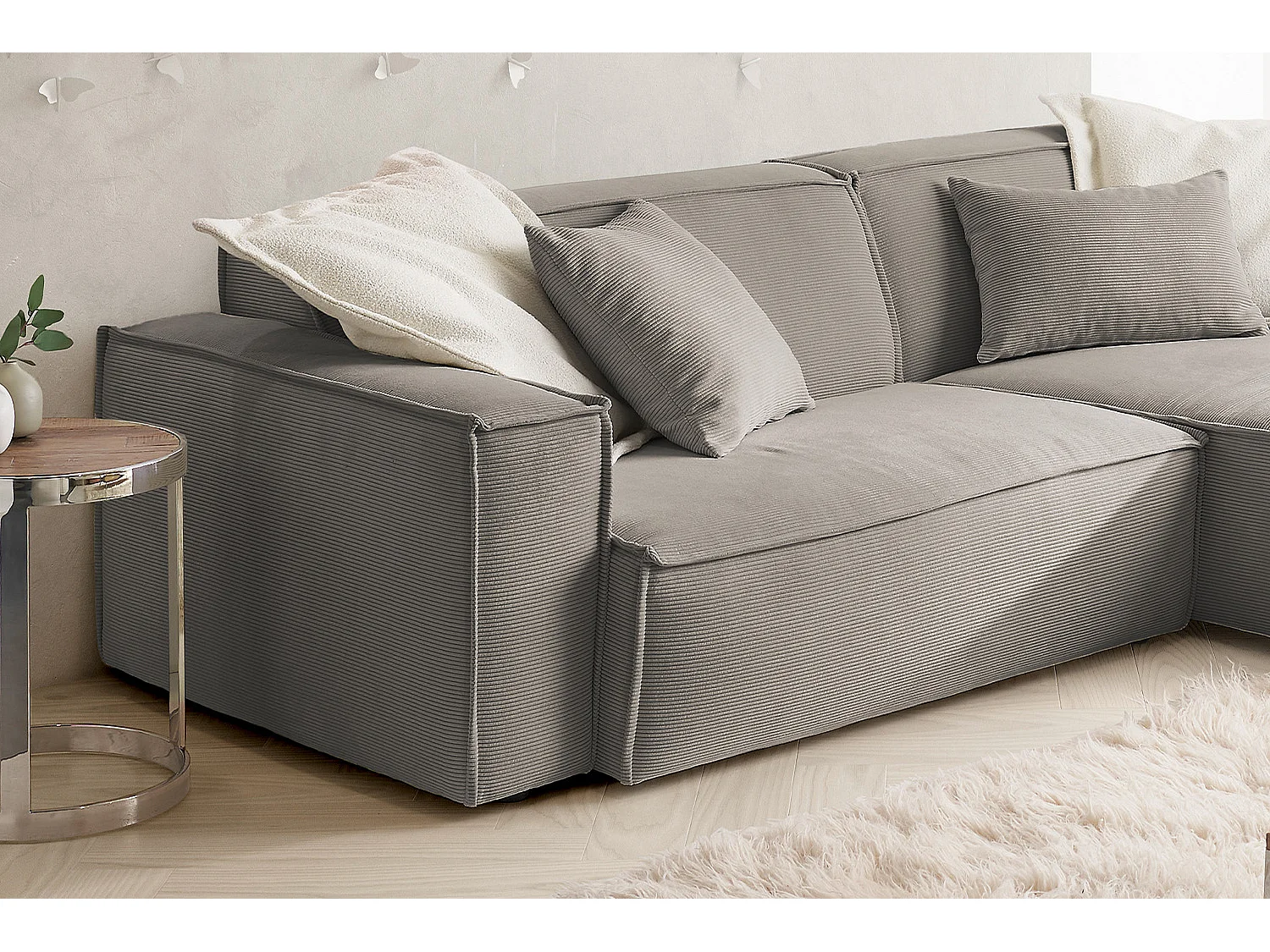 Ecksofa - Grau Cord - SAMU