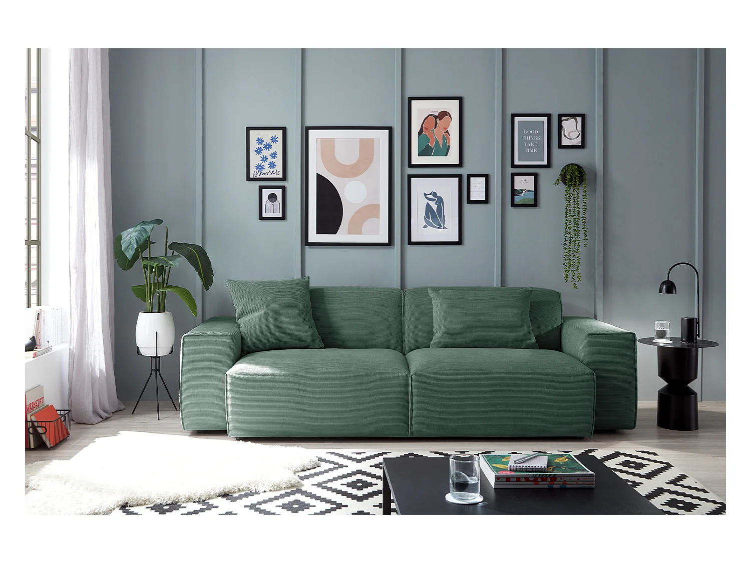 Sofa - Smaragdgrün Cord - RANI