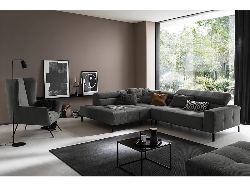 Ecksofa - Anthrazit Cord - OHIO