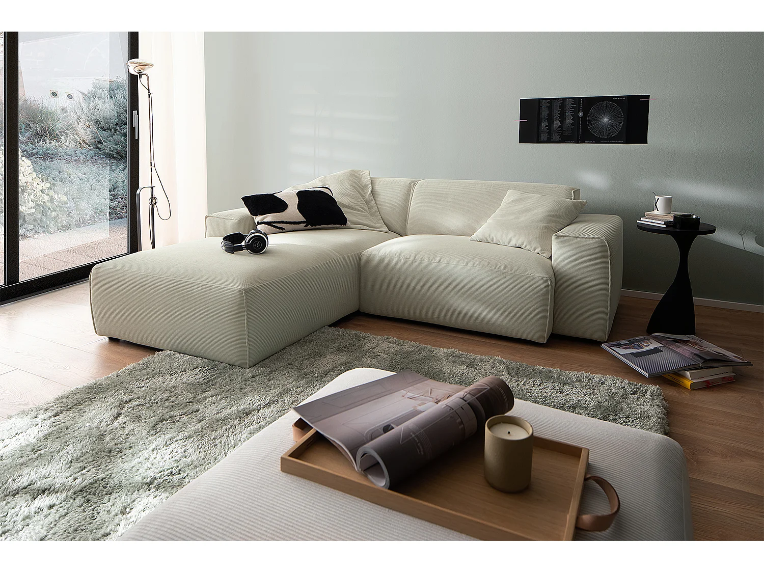 Ecksofa - Beige Cord - RANI