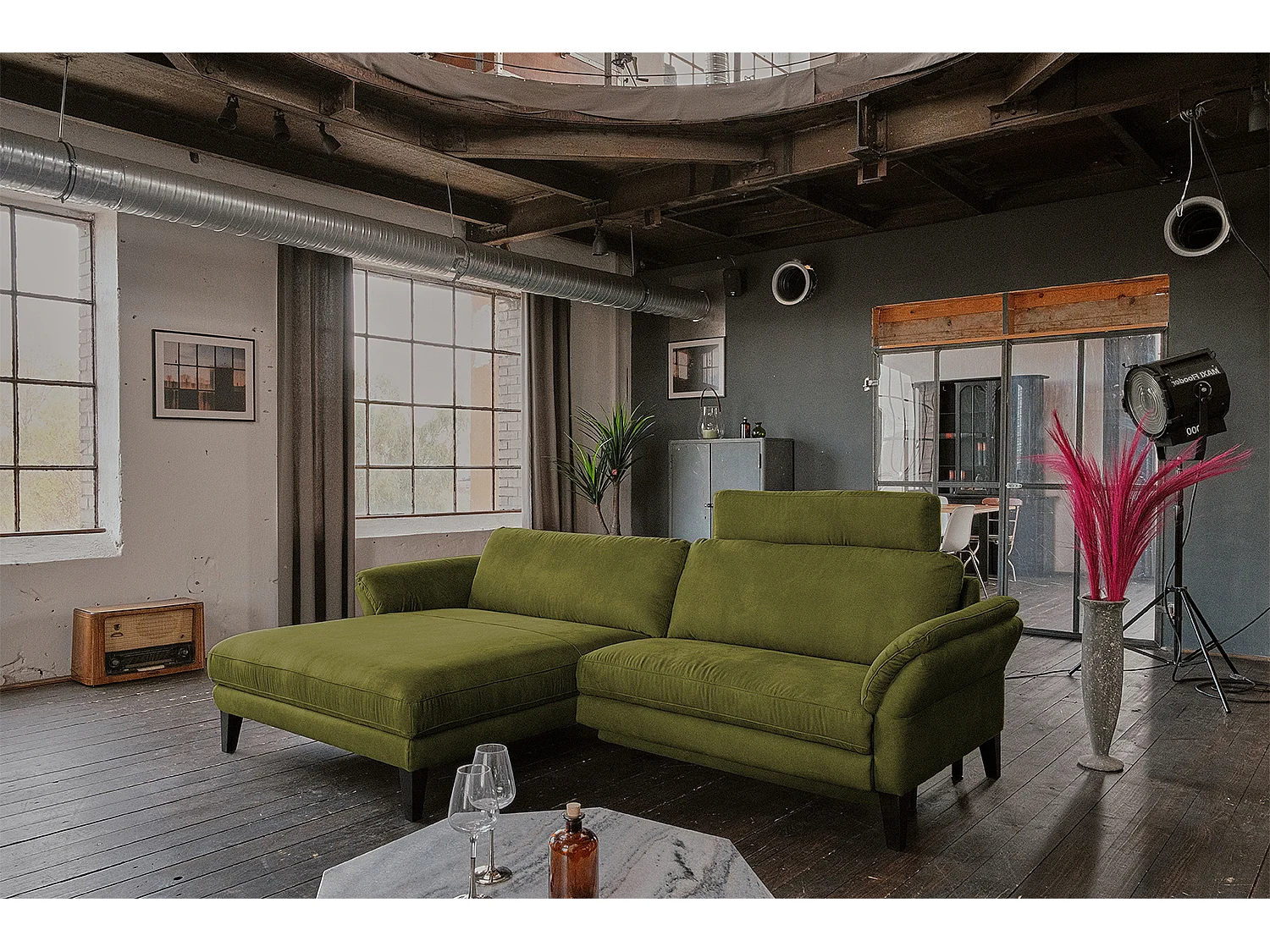 Hoekbank - Groen Geweven stof - MALTA