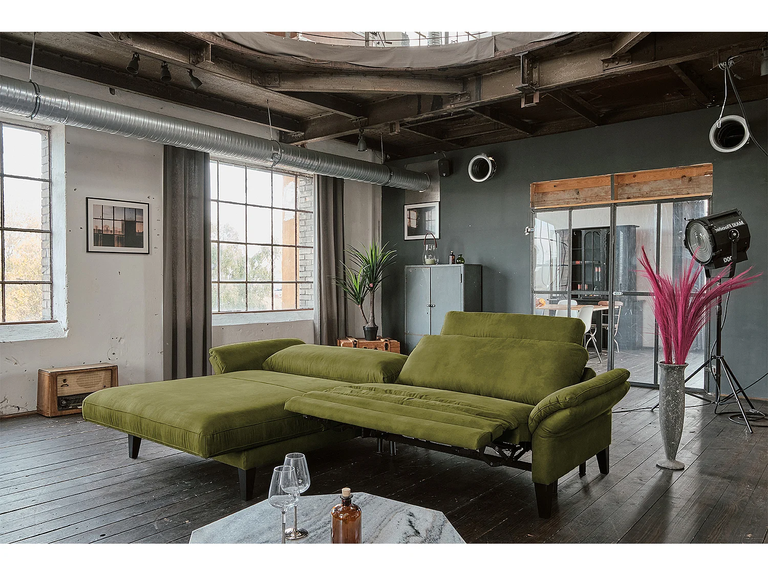 Hoekbank - Groen Geweven stof - MALTA