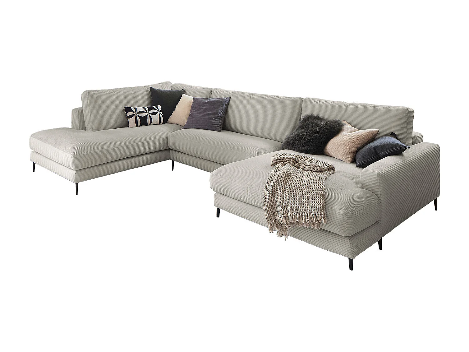 Wohnlandschaft - Steingrau Cord - CARA