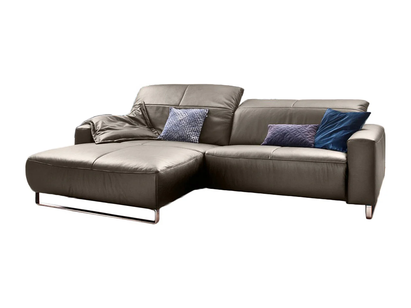 Ecksofa - Lavagrau Leder - YORK