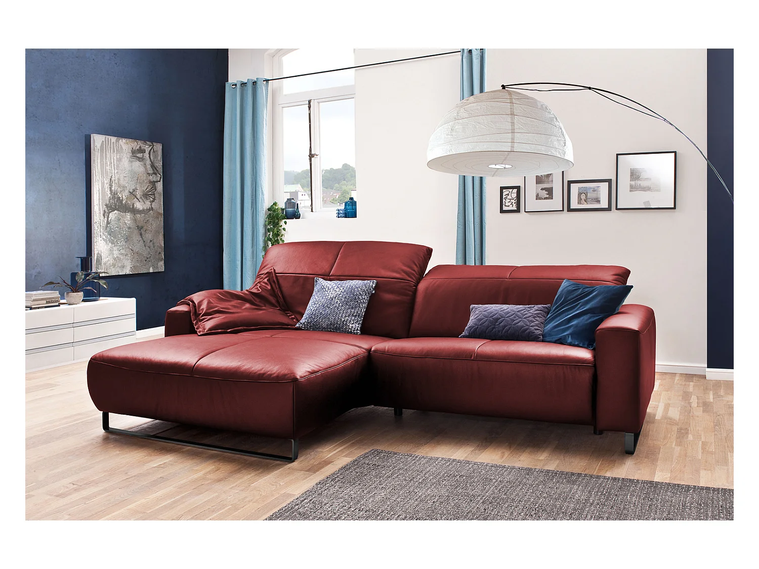 Ecksofa - Rot Leder - YORK