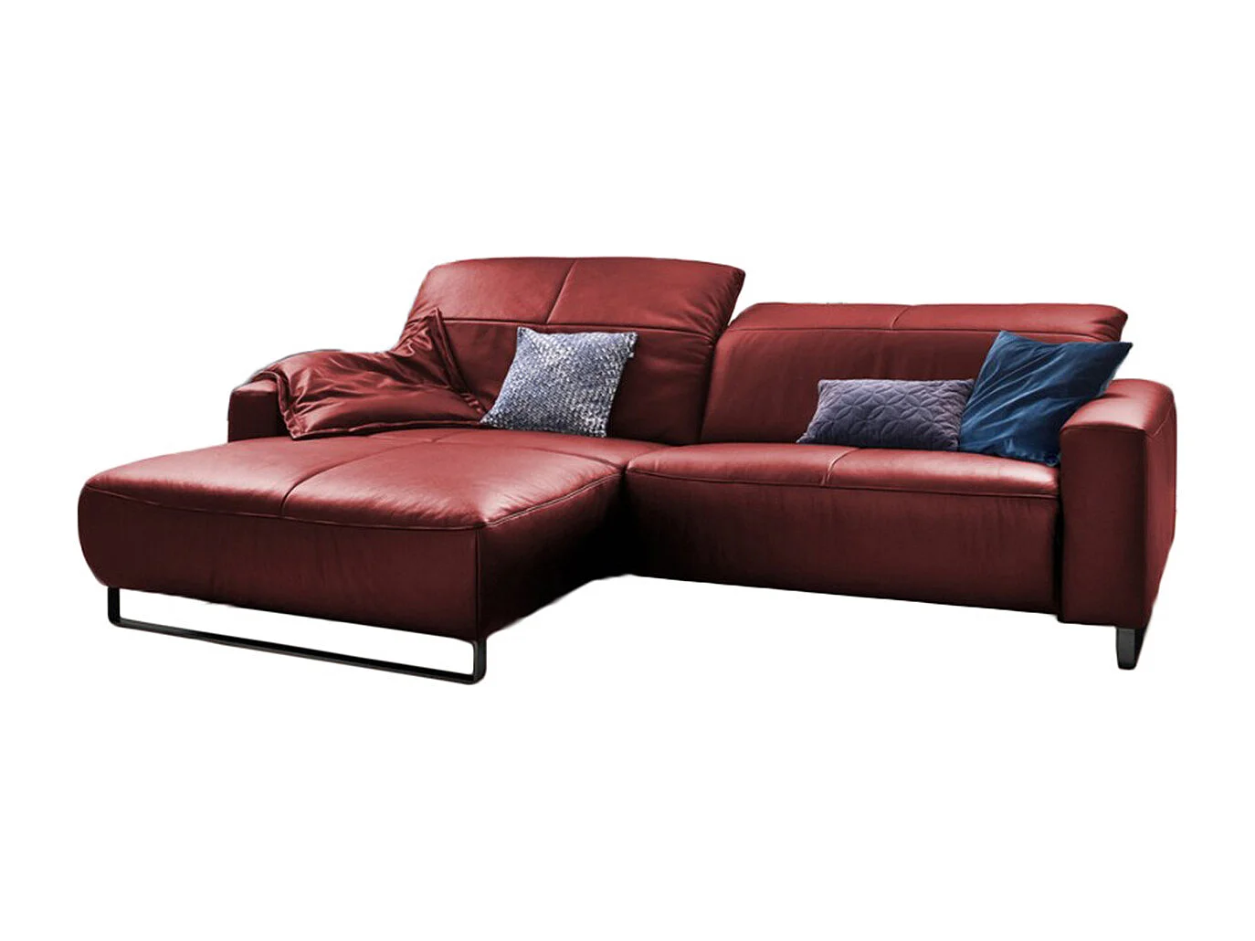 Ecksofa - Rot Leder - YORK