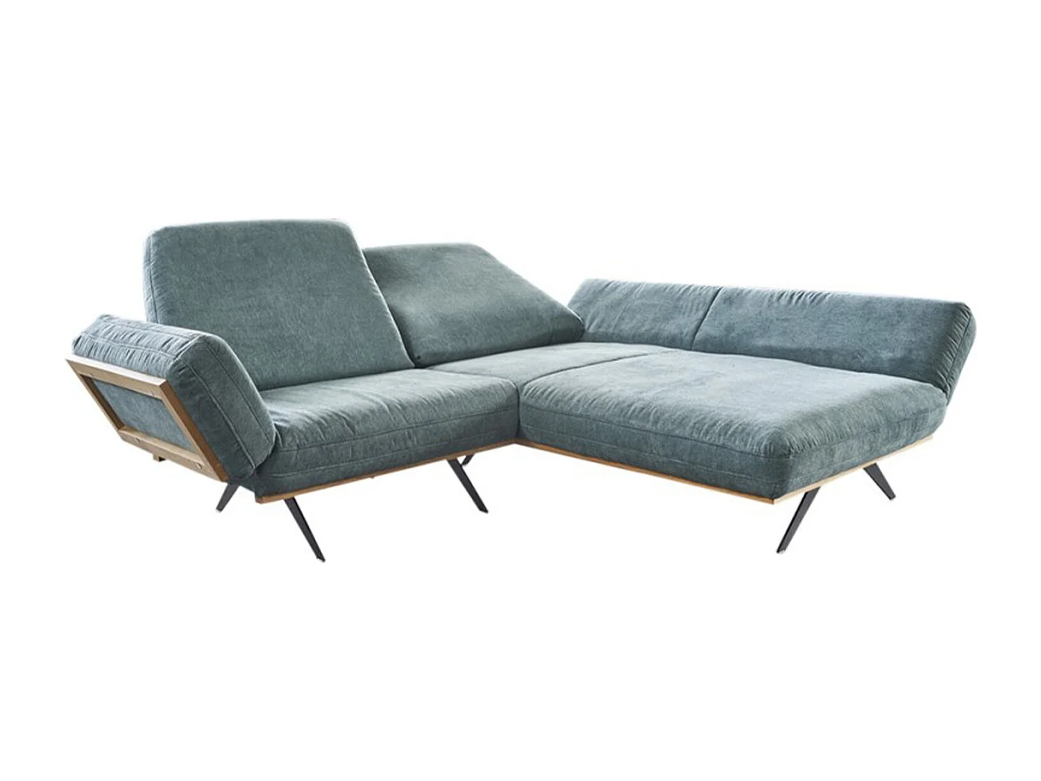 Ecksofa - Petrol Holz - NINO