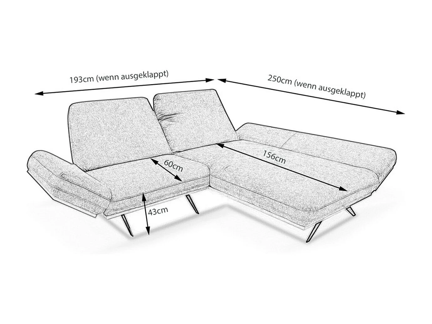 Ecksofa - Petrol Holz - NINO