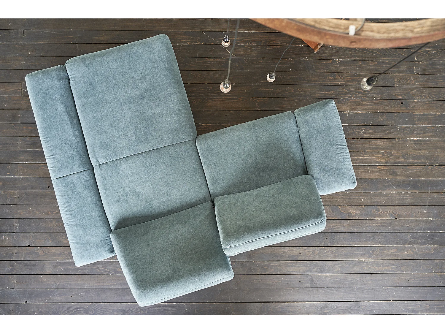 Ecksofa - Petrol Holz - NINO