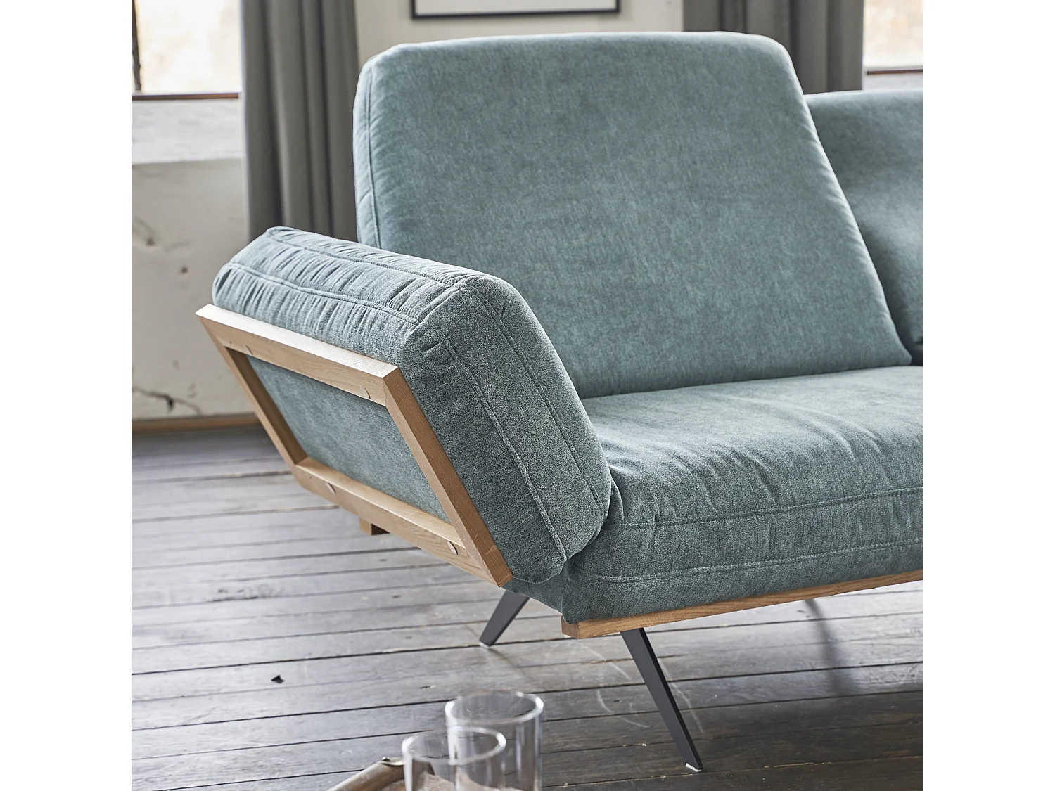 Ecksofa - Petrol Holz - NINO