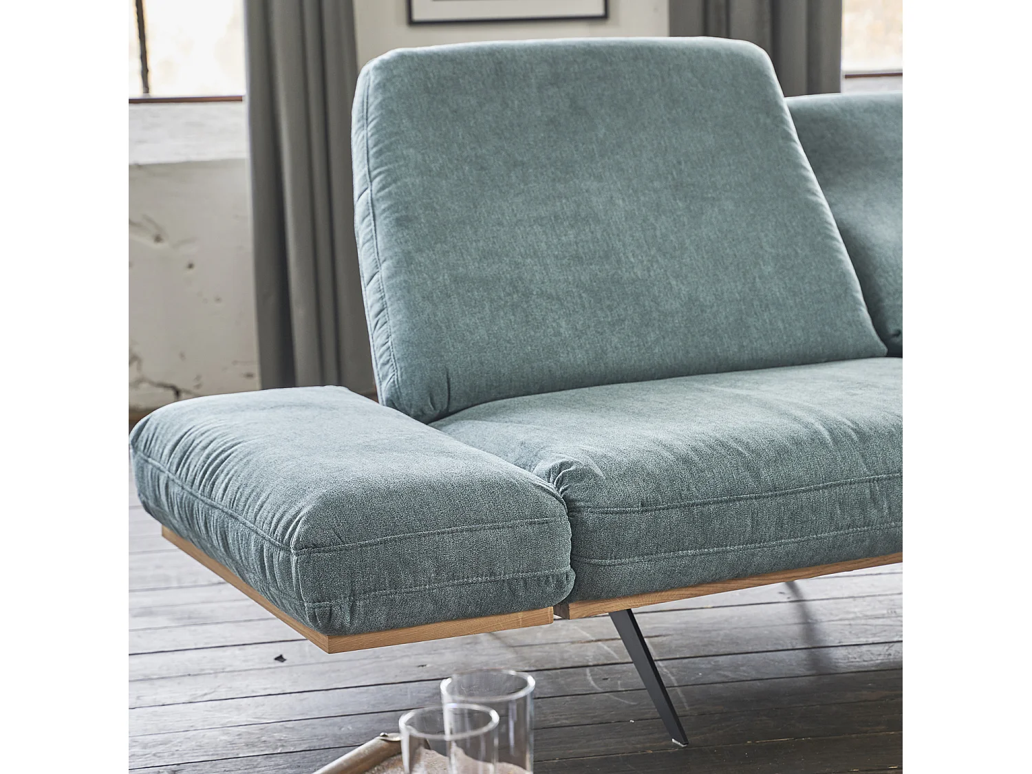 Ecksofa - Petrol Holz - NINO