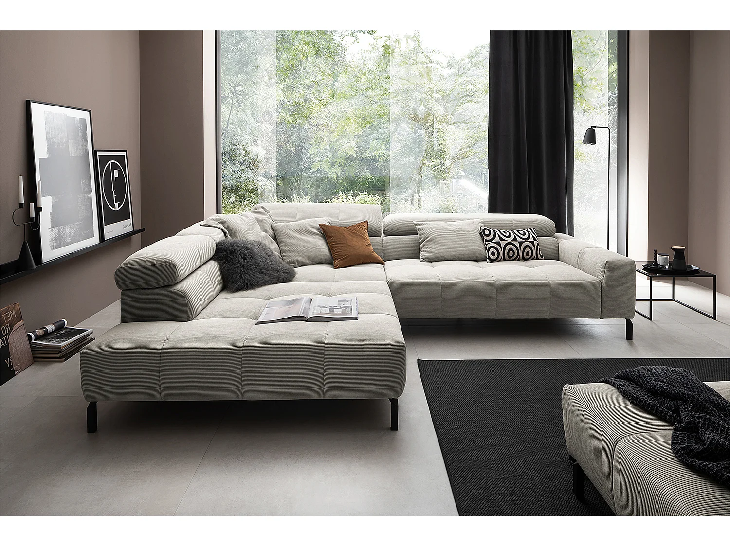 Canapé - argent Velours côtelé - OHIO