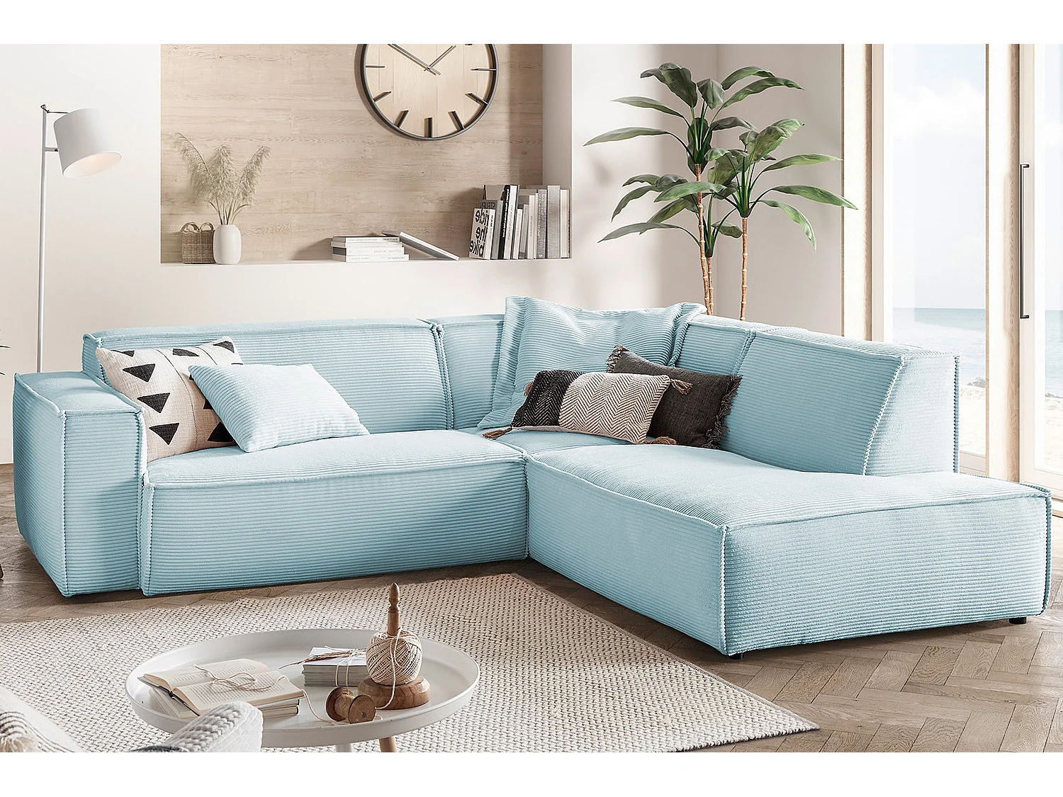 Hoekbank - Lichtblauw Koord - SAMU