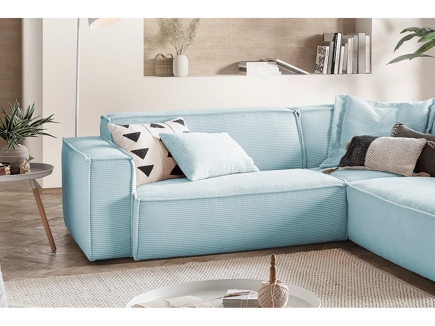 Hoekbank - Lichtblauw Koord - SAMU