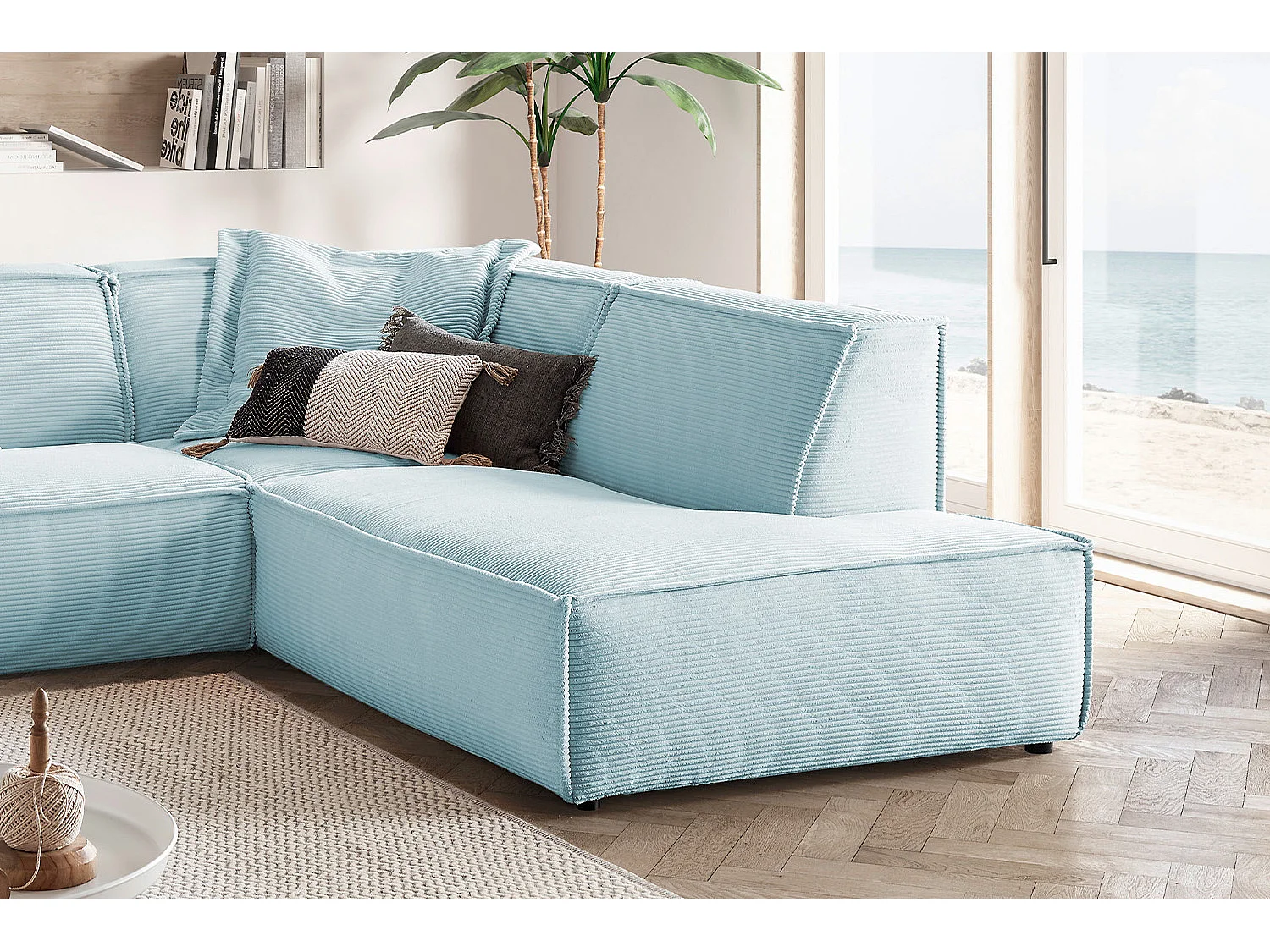 Hoekbank - Lichtblauw Koord - SAMU