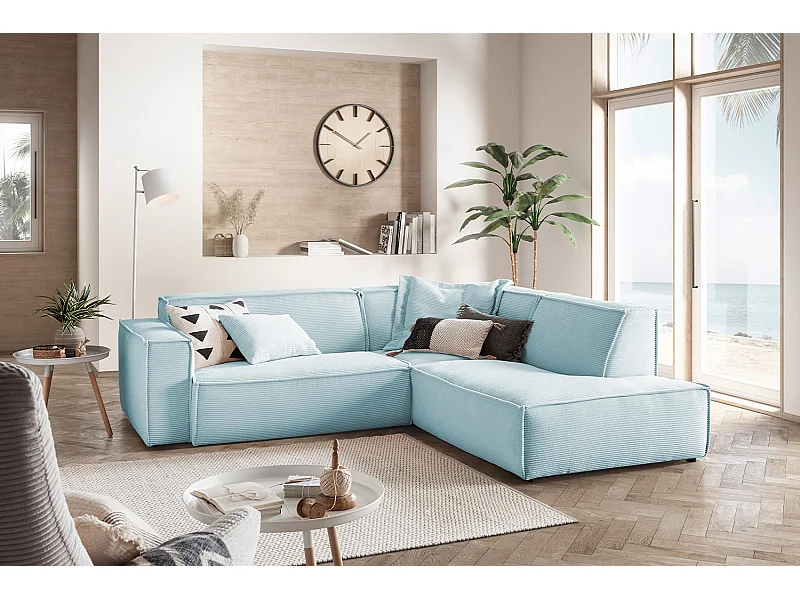 Ecksofa - Hellblau Cord - SAMU