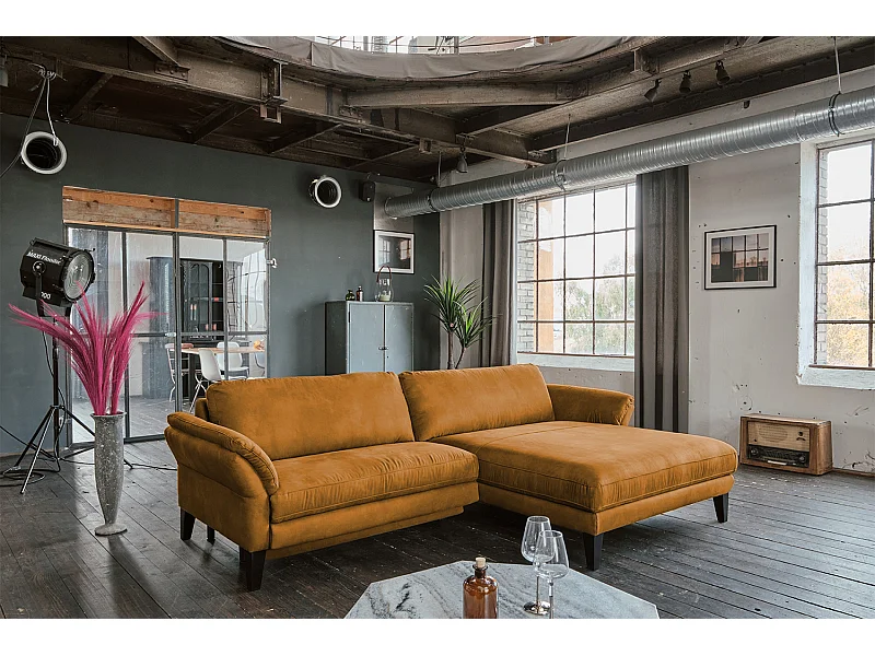 Ecksofa - Rotbraun Webstoff - MALTA