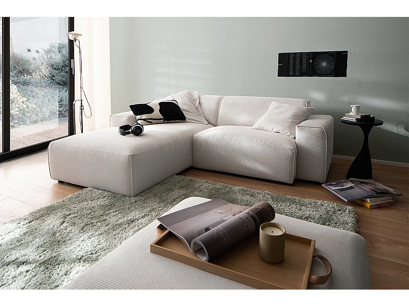 Ecksofa - Weiß Cord - RANI