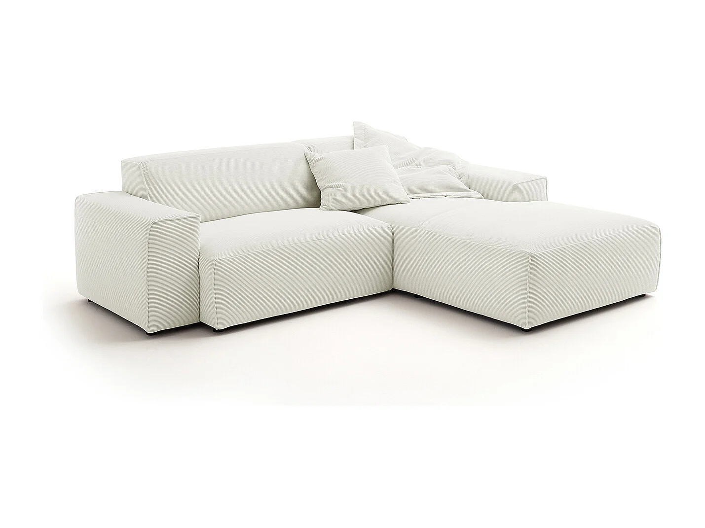 Ecksofa - Weiß Cord - RANI