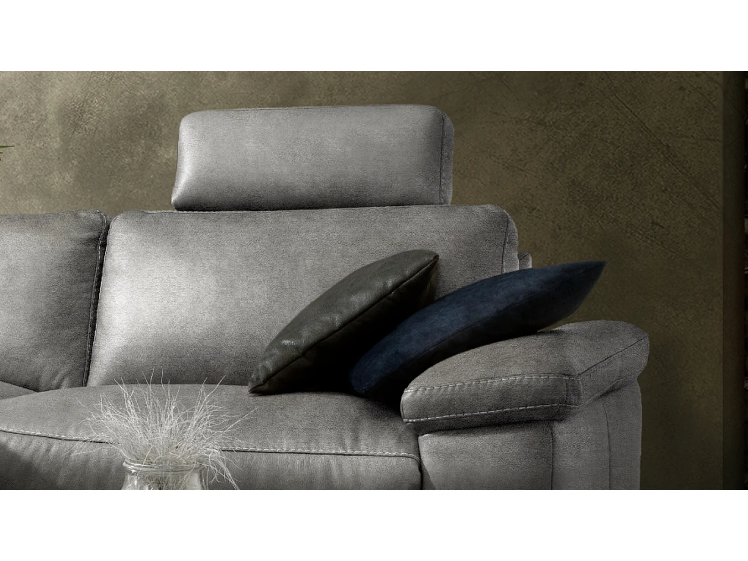 Canapé - Gris tissu tissé - LOLA