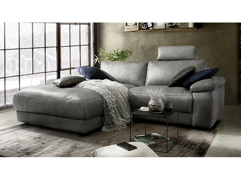 Ecksofa - Grau Webstoff - LOLA