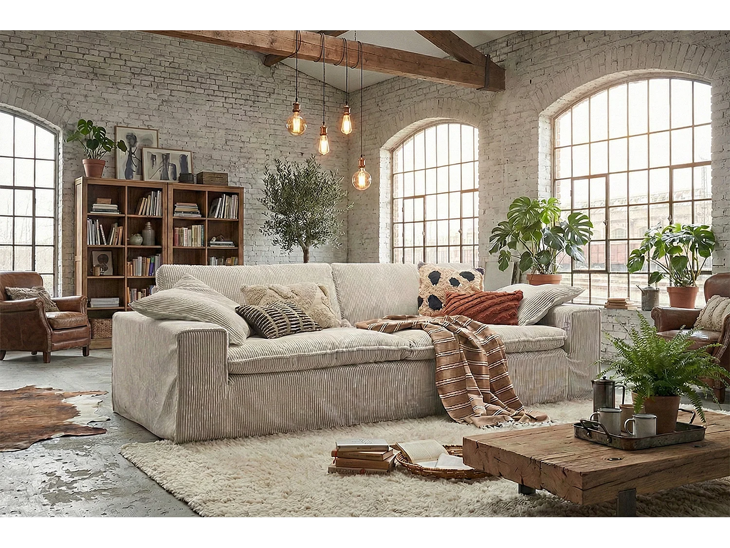 Sofa - Cremeweiß Cord - NETTA