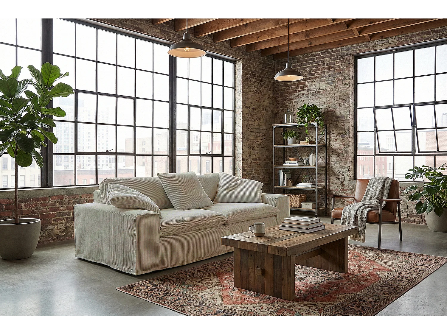 Sofa - Cremeweiß Cord - NETTA