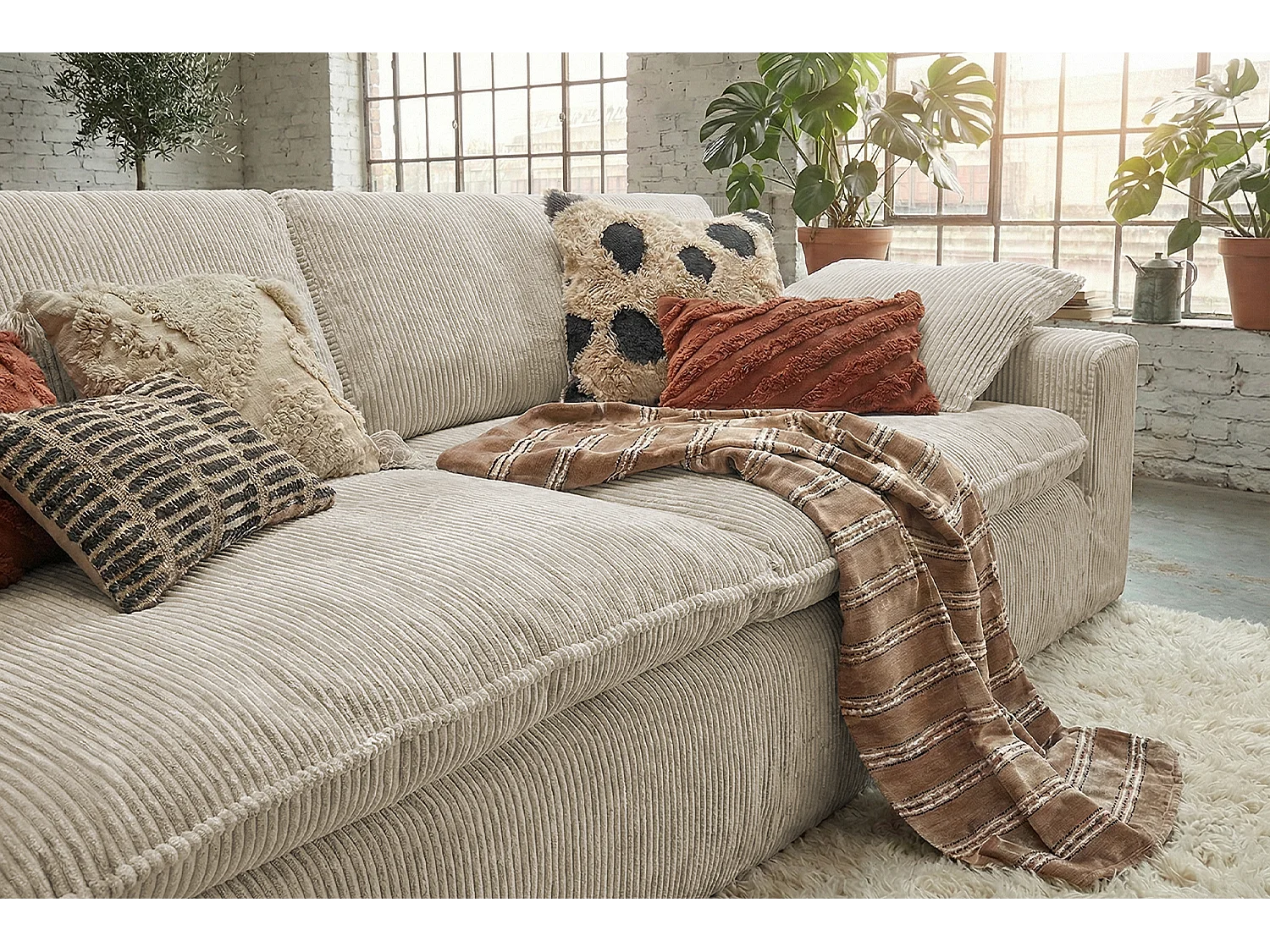 Sofa - Cremeweiß Cord - NETTA