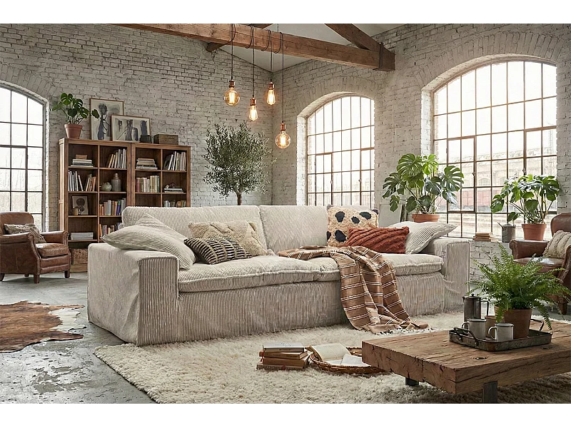 Sofa - Cremeweiß Cord - NETTA