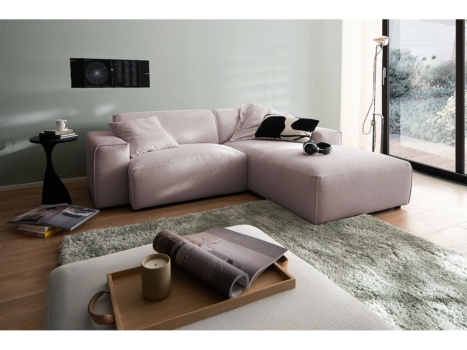 Ecksofa - Pink Cord - RANI