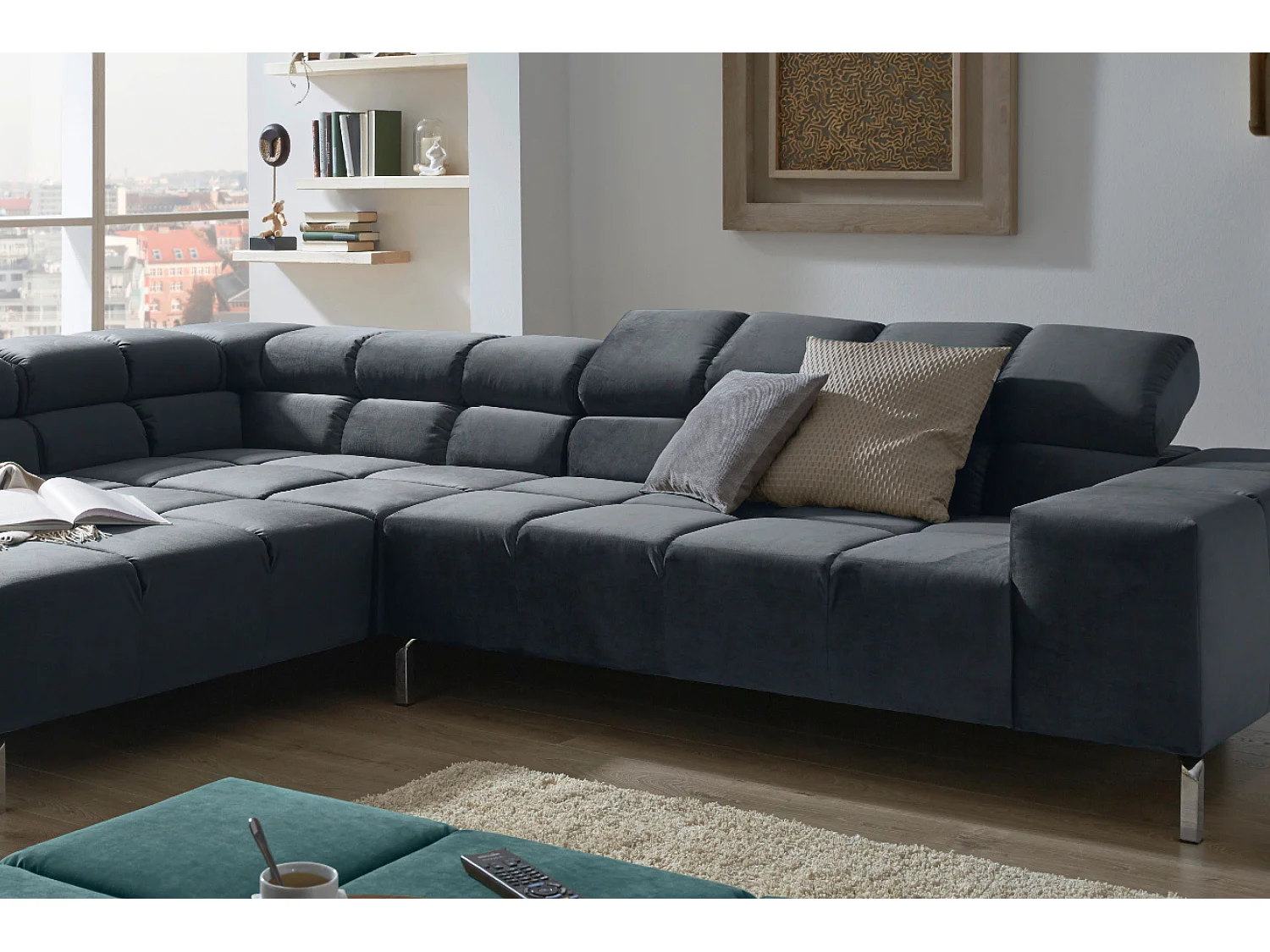 Hoekbank - Zwart Fluweel - NELSON