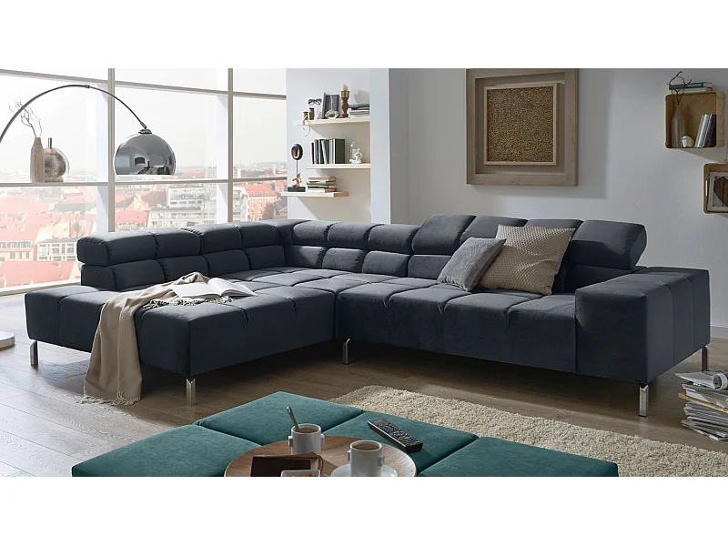 Ecksofa - Schwarz Velvet - NELSON