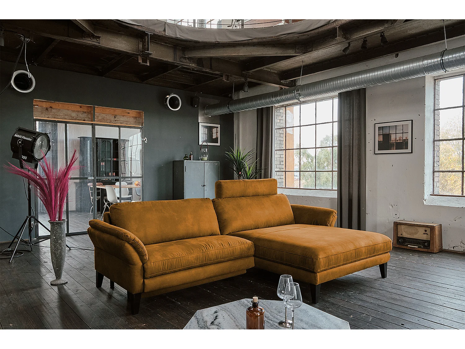 Canapé - brun rougeâtre tissu tissé - MALTA