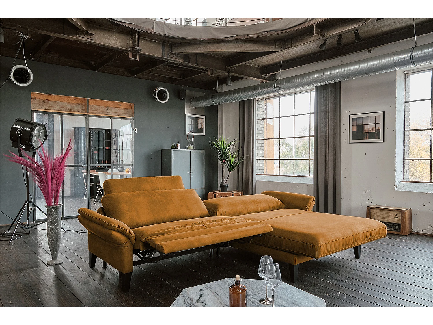 Canapé - brun rougeâtre tissu tissé - MALTA