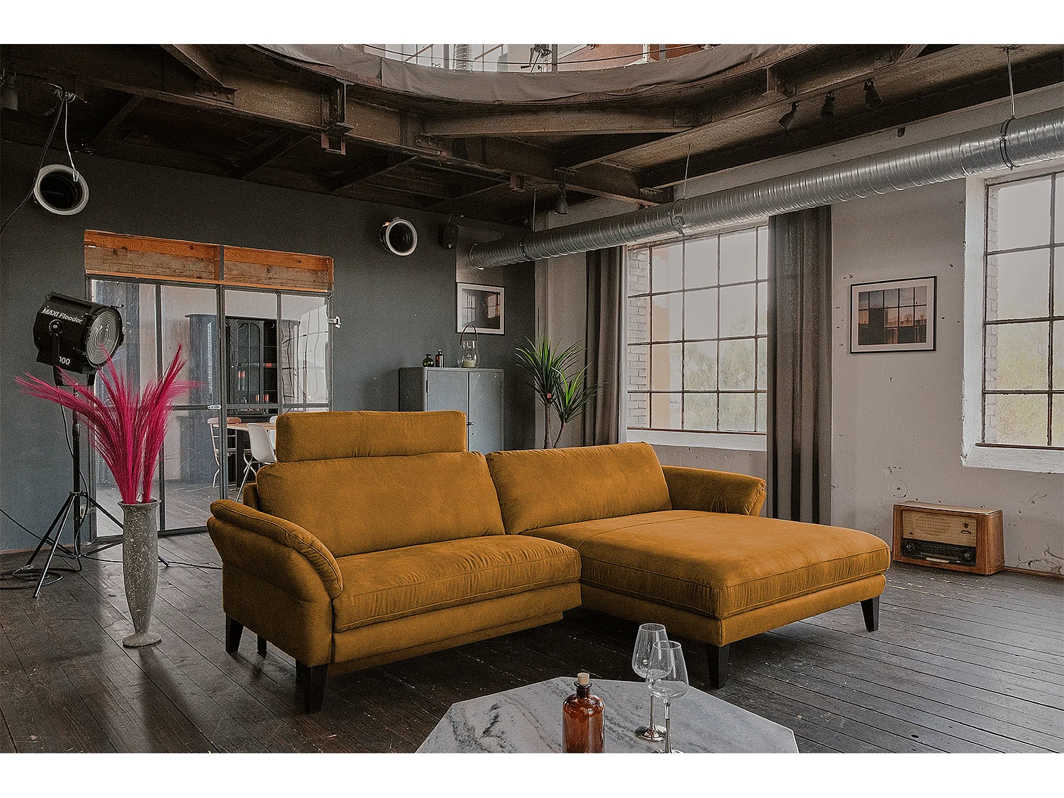 Hoekbank - Roodbruin Geweven stof - MALTA