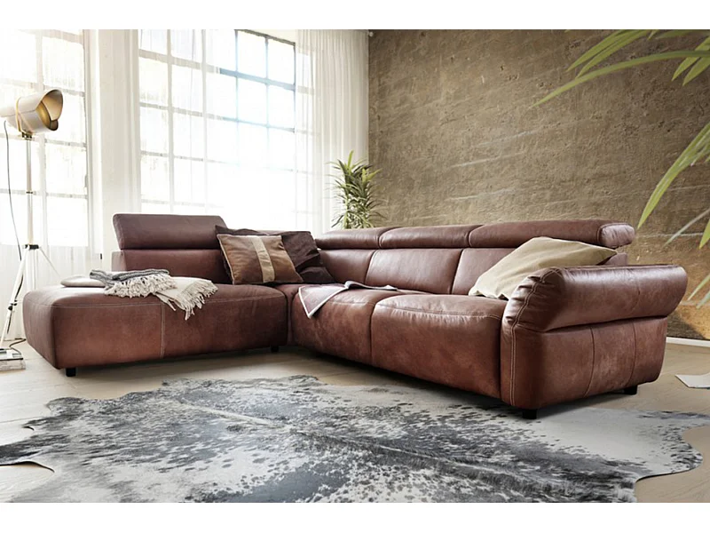 Ecksofa - Braun Leder - RISO