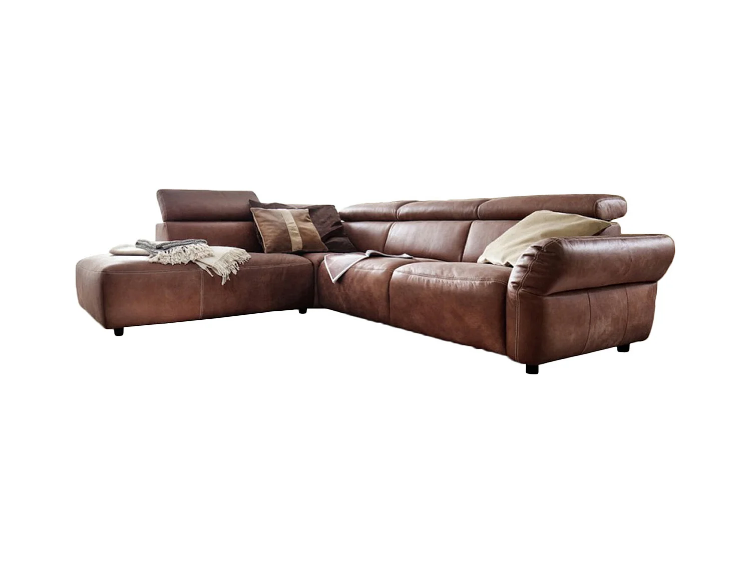 Ecksofa - Braun Leder - RISO