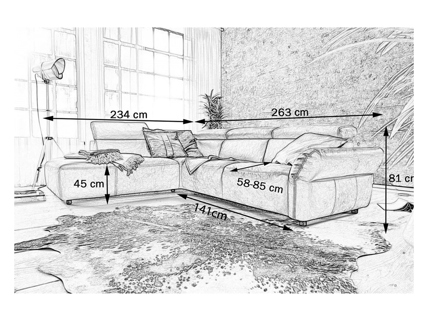 Ecksofa - Braun Leder - RISO