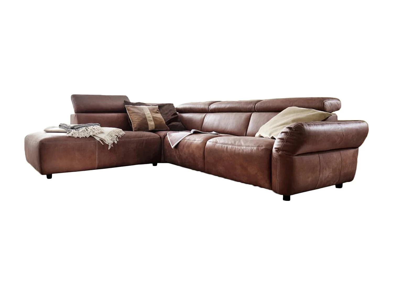 Ecksofa - Braun Leder - RISO